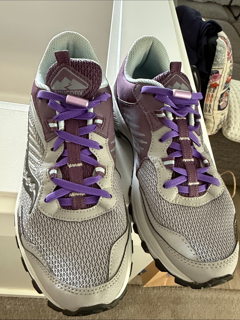 Saucony Women’s Purple and Gray Trail Sneakers